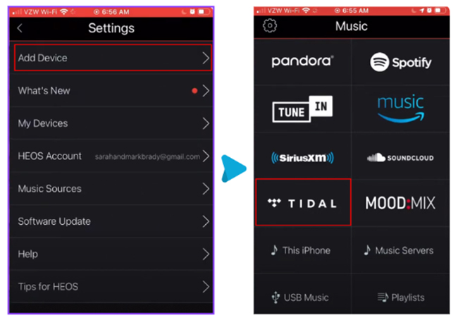 link tidal with denon receiver