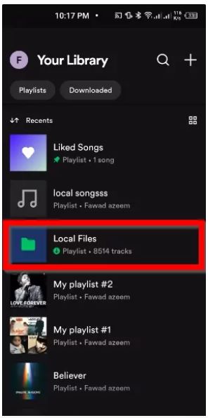 local files playlist on spotify