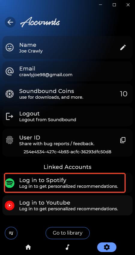 log in to spotify in soundbound