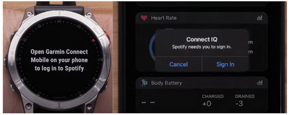 log into spotify on garmin watch