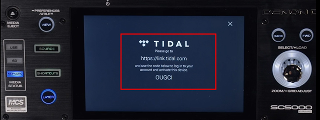 log into tidal on denon dj