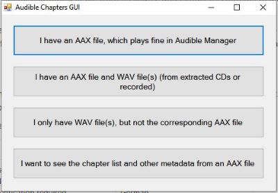 main interface of audiblechapters