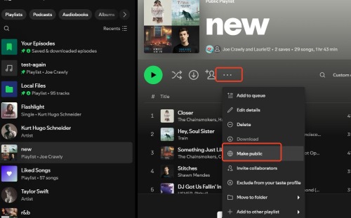 make spotify playlist public