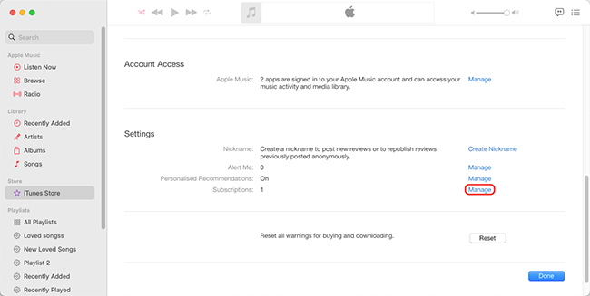 manage apple music subscription