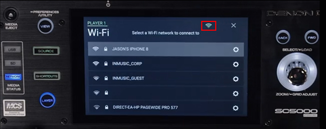 network connection on denon dj