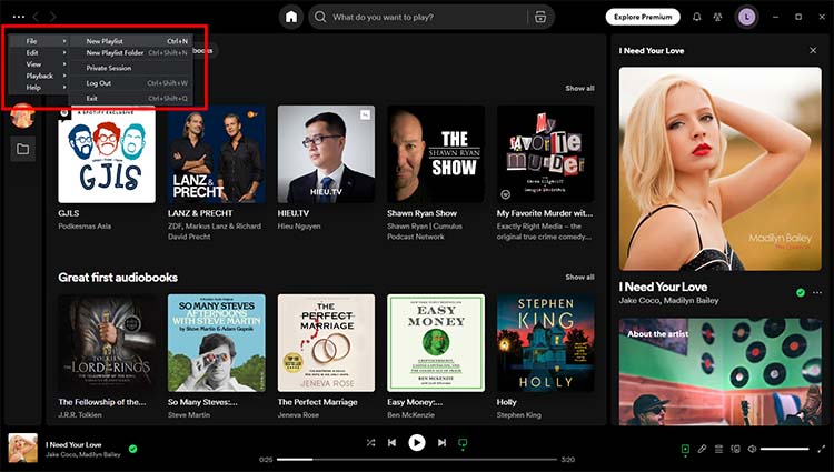 New playlist on desktop Spotify app