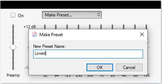create new preset name