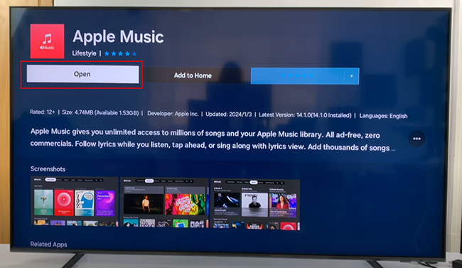 open apple music on samsung tv