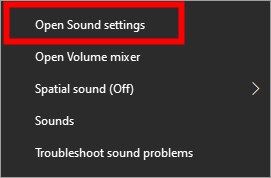 open sound settings on windows