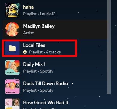 play local files on spotify