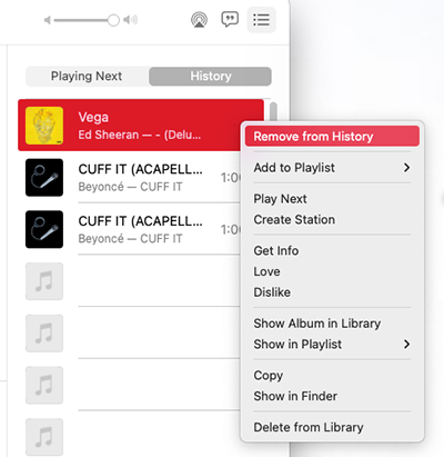 remove apple music recently played on mac