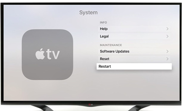 restart apple tv to clear apple music cache