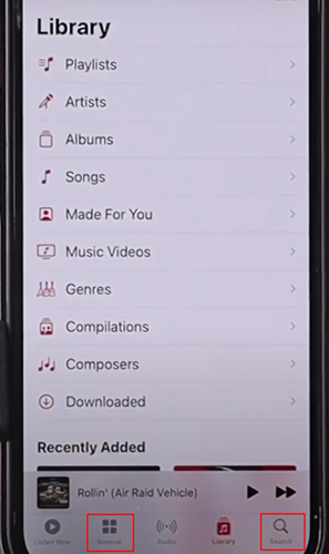 search apple music on iphone