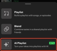 select ai playlist in spotify mobile