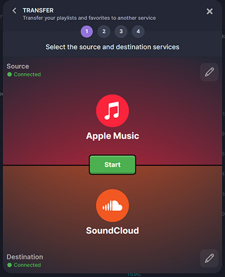 select apple music and soundcloud source