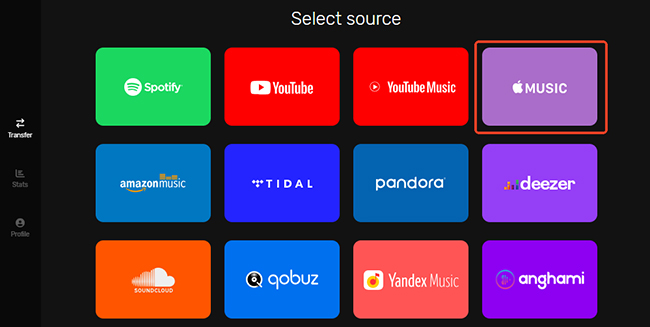 select apple music as source in freemymusic