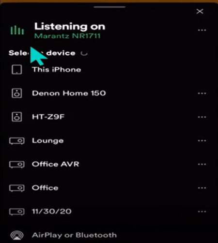 select denon device on heos