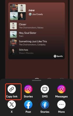 share spotify songs on phone through link