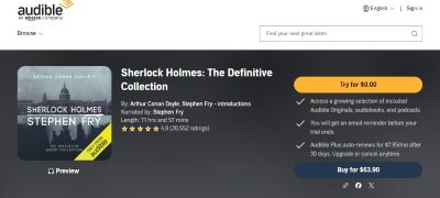 sherlock holmes book on audible