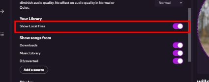 Show local files on Spotify