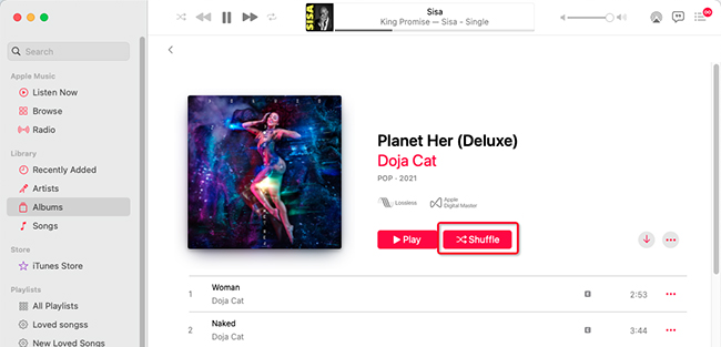 shuffle apple music albums on mac