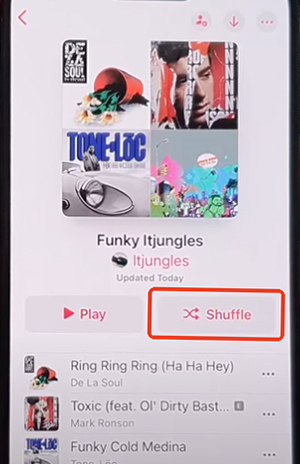 shuffle apple music playlist on iphone