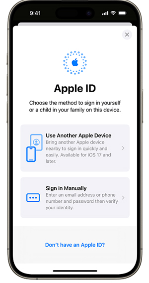 sign in apple id on iphone