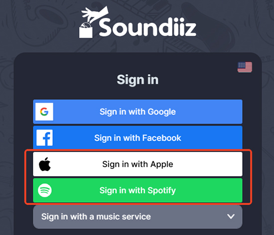 sign in spotify and apple music on soundiiz