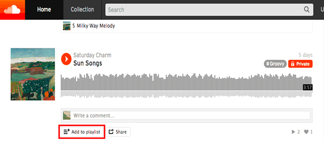 soundcloud add to playlist