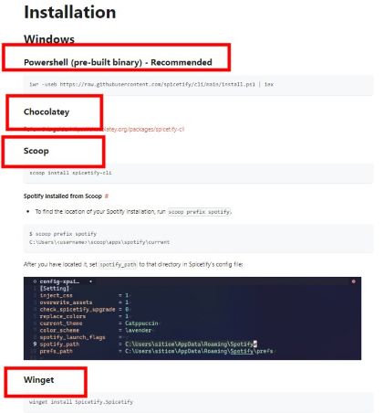 Spicetify installation ways on Windows