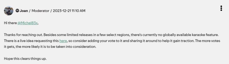 spotify karaoke only works in select regions