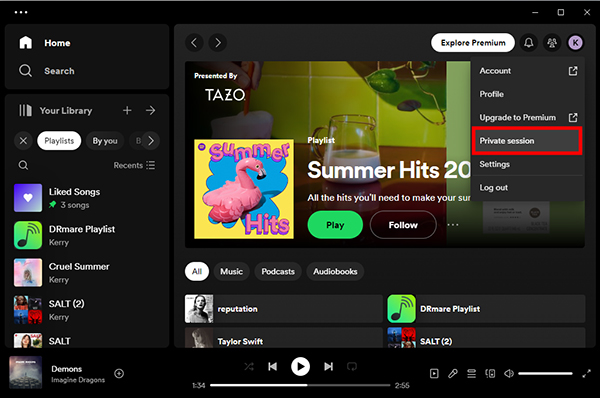 stop suggested songs on spotify