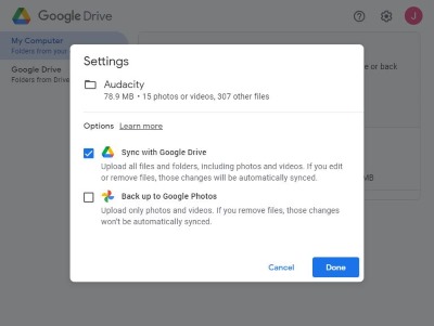 sync local folder to google drive