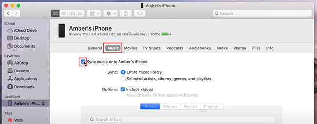 sync apple music from mac to iphone via finder