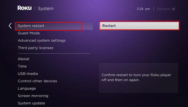 system restart roku tv