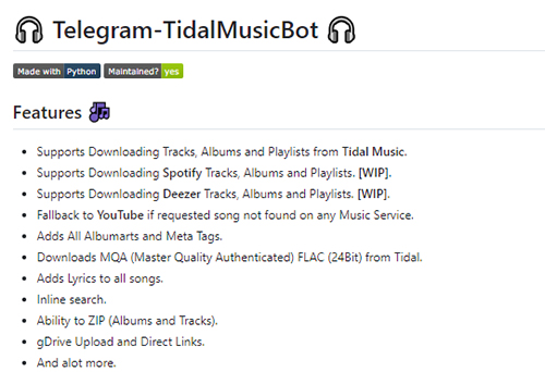 tegelgram tidal music bot