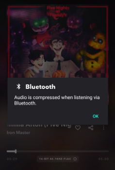 tidal audio is compressed when listening via bluetooth