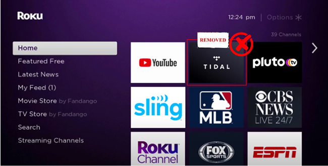 tidal removed from roku