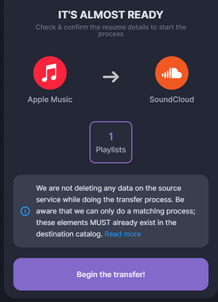 transfer apple music playlist to soundcloud via soundiiz