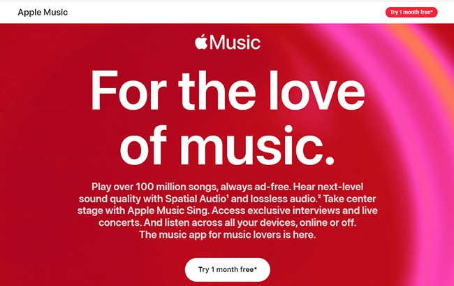 click try 1 month free apple music