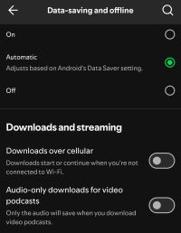 turn off audio only downloads for spotify vedio podcast