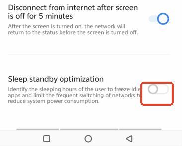 turn off sleep standby optimization on phone to fix spotify not showing on lock screen