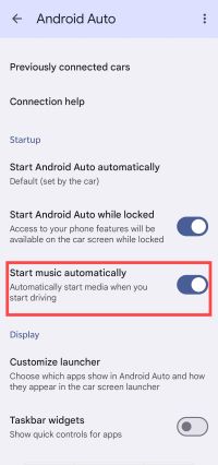 turn off start music automatically on android auto