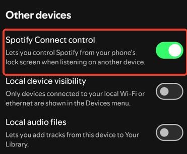 turn on spotify connect control