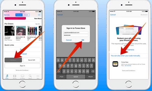 use itunes gift card on iphone
