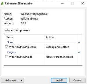 webnowplayiing skin installation