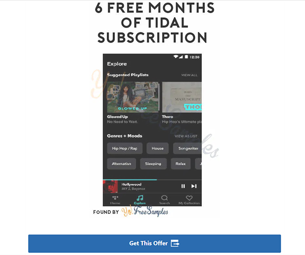 yofreesamples free tidal trial 6 months